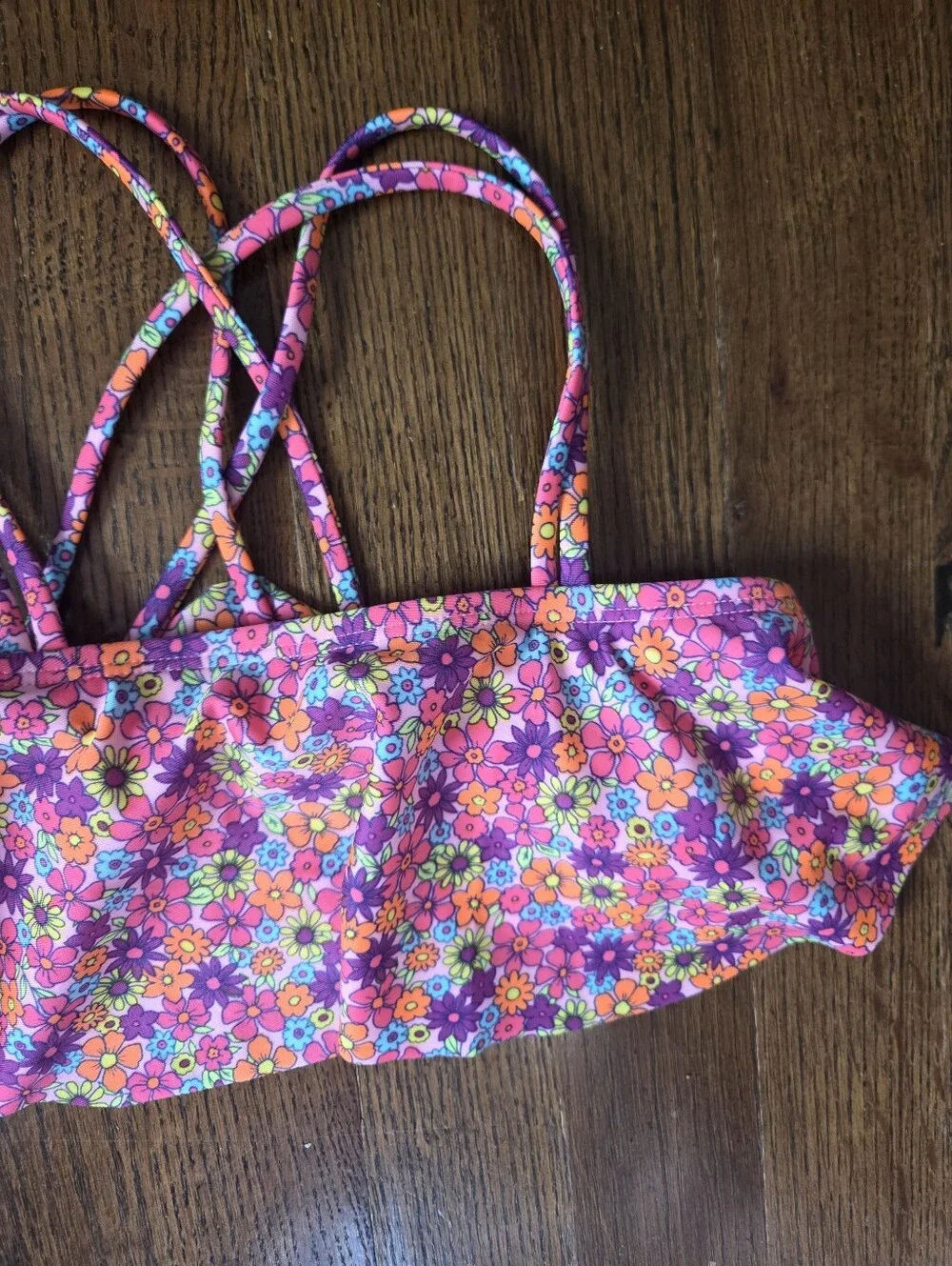 New Cat & Jack Girls Small 6/7 Floral Swim Top